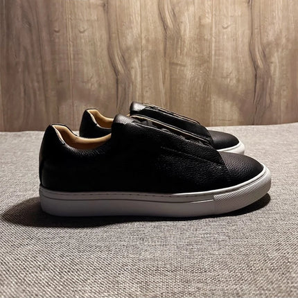 QHCCID Men's Versatile Cow Leather Casual Sneakers Comfortable Breathable White Soft Cowhide Trendy Footwear Women’s Shoes