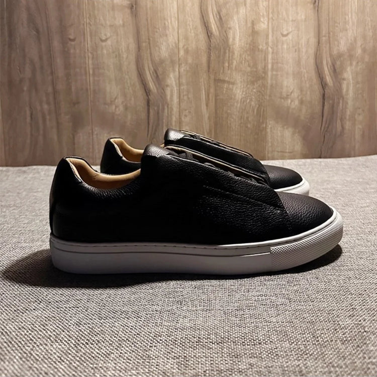 QHCCID Men's Versatile Cow Leather Casual Sneakers Comfortable Breathable White Soft Cowhide Trendy Footwear Women’s Shoes