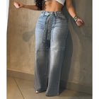 Pantaloni jeans a gamba dritta forati da donna 2025 Pantaloni larghi alla moda Y2k Streetwear Outfit Jeans larghi a gamba larga Pantaloni da donna