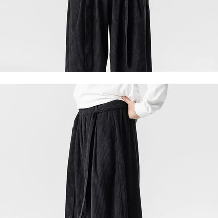Pantaloni di velluto a coste da uomo 2025Autunno Inverno Caldo Casual Pantaloni comodi Stili giapponesi Harun Pantaloni da uomo oversize a gamba larga in tinta unita