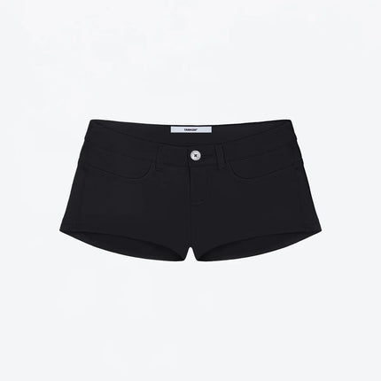 Tank Summer Women's Black Ultra-Short Shorts, Low-Waist Tight-Fitting Hot Pants, Suitable for All Kinds of Basic Styles with Camisoles and Short Sleeves PlatiNum