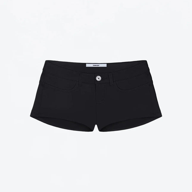 Tank Summer Women's Black Ultra-Short Shorts, Low-Waist Tight-Fitting Hot Pants, Suitable for All Kinds of Basic Styles with Camisoles and Short Sleeves PlatiNum