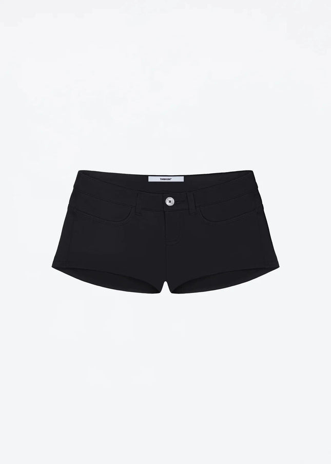 Tank Summer Women's Black Ultra-Short Shorts, Low-Waist Tight-Fitting Hot Pants, Suitable for All Kinds of Basic Styles with Camisoles and Short Sleeves PlatiNum
