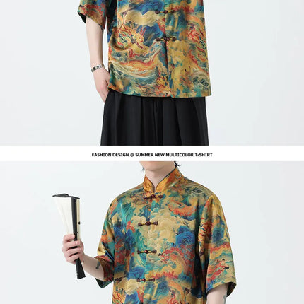 Camicie Stampate da Uomo, Stile Retrò Hawaiano, Traspiranti, Comode e Oversize con Maniche Corte
