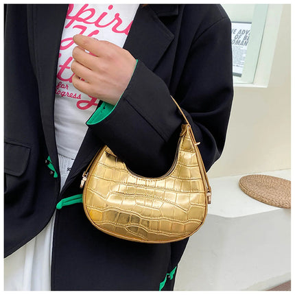 Fashion Stone Pattern Shoulder Bag Women'S Small Handle Underarm Bag Clutch Luxury Women'S Handbag Tote Bag Mini Dumpling Bag PlatiNum