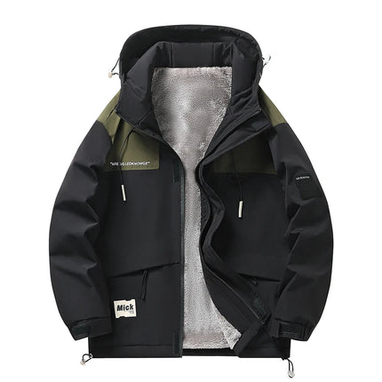 Plus Size Male Waterproof Windproof Hooded Jacket Autumn Winter New Fashion Men Casual Loose Fleece Thick Warm High Quality Coat