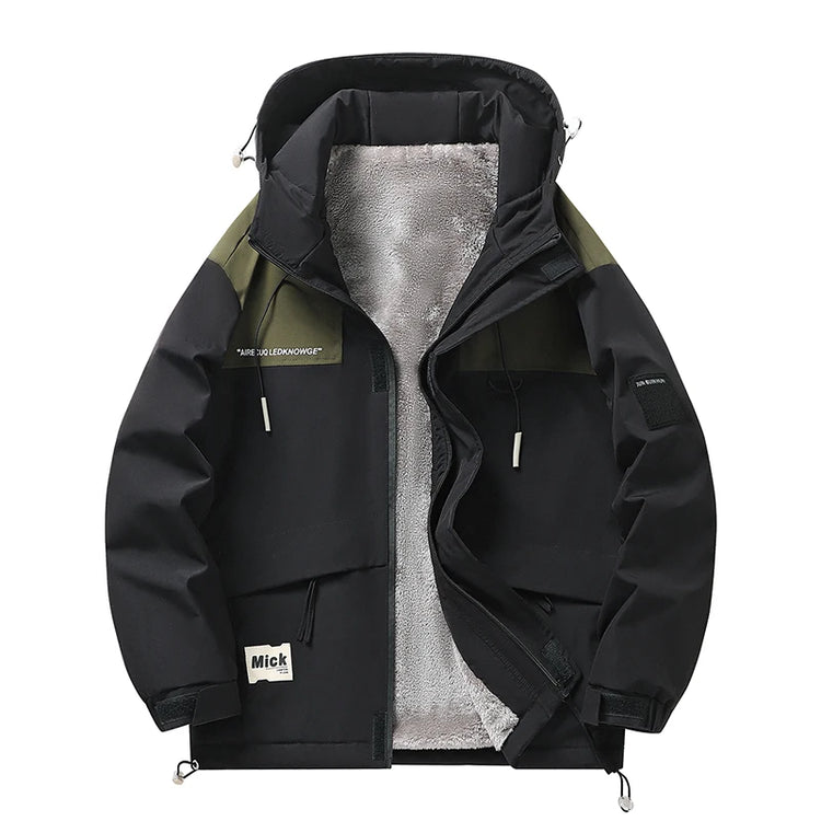 Plus Size Male Waterproof Windproof Hooded Jacket Autumn Winter New Fashion Men Casual Loose Fleece Thick Warm High Quality Coat