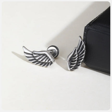 Orecchini a bottone con ala da diavolo gotico Vnox, gioielli per orecchie con piercing in piume d'angelo, Brincos vintage da uomo e ragazzo platinumshop