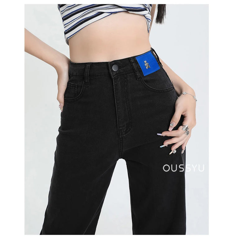 Nuova estate morbida Lyocell Jeans donna blu kaki bianco vita alta dritto sottile gamba larga pantaloni in denim Y2k abbigliamento femminile allentato 2XL