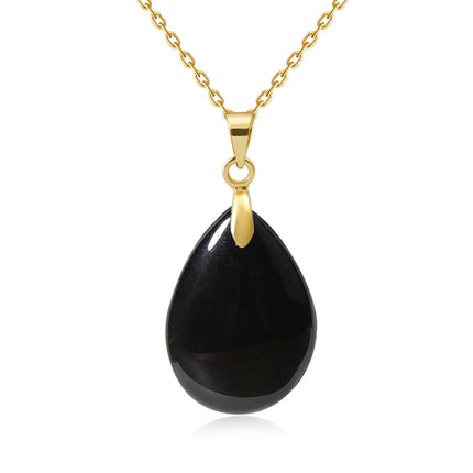 New Fashion Natural Stone Crystal Pendant Teardrop Simple Pendant Necklace Earrings Making Jewelry With Chain collar PlatiNum