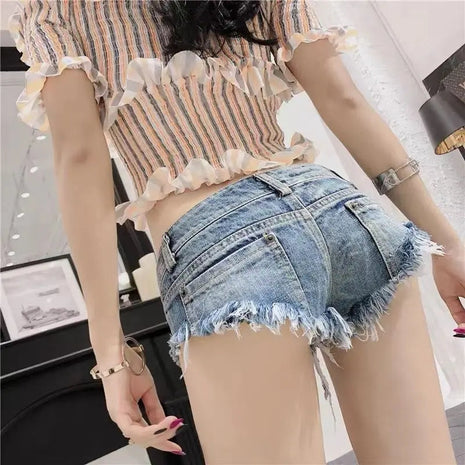 Women Summer Low Waist Denim Shorts Stretchy Short Jeans Hot Pants Sexy Triangle Design Butt Enhancer Casual Streetwear DURIKIES PlatiNum