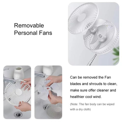 Ventilatore portatile ricaricabile Mini pavimento telescopico pieghevole Ventilatore estivo a basso rumore Raffreddamento per scrivania da ufficio per camera da letto domestica