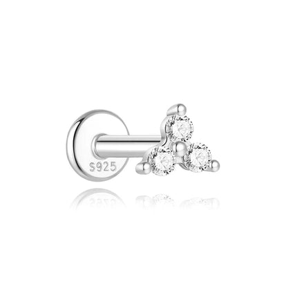 AIDE 1PC Sparkling Moissanite Piercing Stud Earrings 925 Sterling Silver Shining Circle Earring For Women Ear Bone Earring Jewel PlatiNum