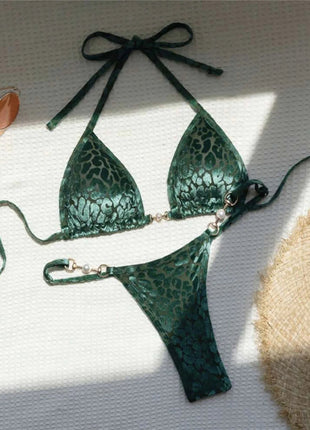 S-XL Leopard Halter Mini Micro Perizoma Bikini Donna Costumi da bagno Costume da bagno femminile Bikini a due pezzi Bagnante Costume da bagno Swim V5207 platinumshop