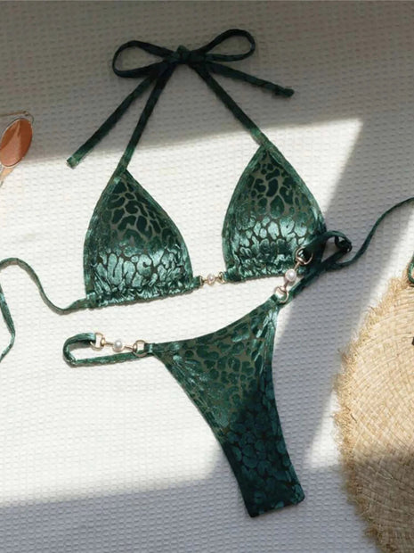 S-XL Leopard Halter Mini Micro Perizoma Bikini Donna Costumi da bagno Costume da bagno femminile Bikini a due pezzi Bagnante Costume da bagno Swim V5207 platinumshop