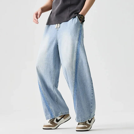 Pantaloni in denim Hip Hop da uomo High Street Autunno Pantaloni a gamba larga Uomo Casual Harajuku Jeans dritti Uomo Pantaloni cargo oversize larghi