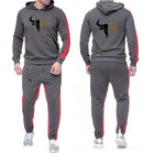2025 Spring And Autumn Men's sport bull pattern Logo Print Daily Commute Simple Sports Comfortable Hoodies Pants Suits PlatiNum