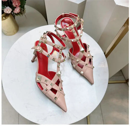 Nuovi Sandali con Tacco Alto e Borchie Primavera/Estate 2026, Sandali a Punta con Tacco Sottile, Scarpe Singole con Borchie platinumshop