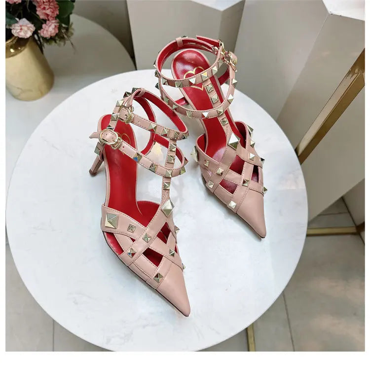 Nuovi Sandali con Tacco Alto e Borchie Primavera/Estate 2026, Sandali a Punta con Tacco Sottile, Scarpe Singole con Borchie platinumshop