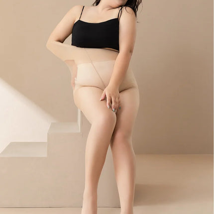 Plus Size Tights High Waist Anti-hook Tear-resistant Super Elastic Sheer Nylon Pantyhose Stocking large up to 110kg for Women