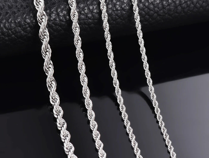 1 piece 925 sterling silver Width 2mm/3mm/4mm Rope Chain Necklace/Bracelet For Men Women Man Fashion Chain Necklace PlatiNum