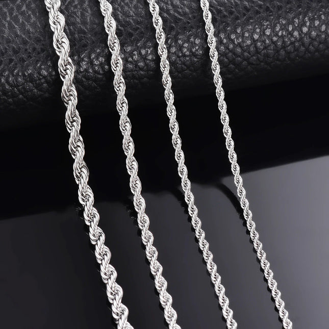 1 piece 925 sterling silver Width 2mm/3mm/4mm Rope Chain Necklace/Bracelet For Men Women Man Fashion Chain Necklace PlatiNum