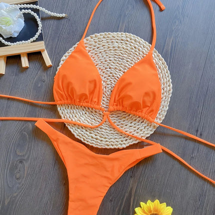 Set Bikini Triangolo Sexy Micro Perizoma Donna, Costume da Bagno Stampa Bandage, Abbigliamento da Spiaggia platinumshop