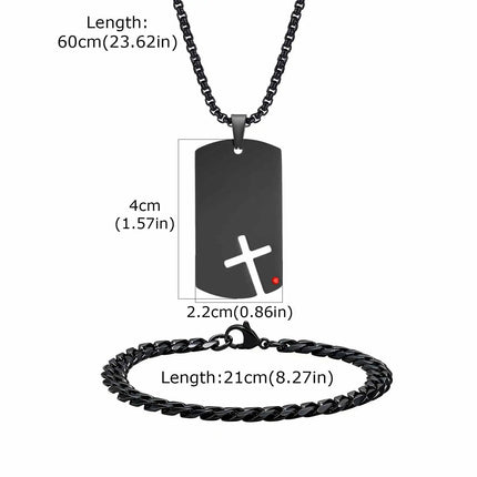 Vnox Set di 2 Pezzi Collana con Ciondolo e Bracciale da Uomo, Set di Gioielli in Acciaio Inossidabile Colore Nero Oro Argento, Regali di Gioielleria alla Moda platinumshop