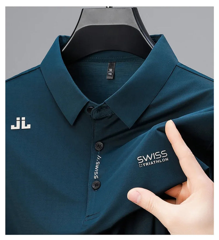 BROWON 2025 Estate 2025 Tendenze Polo Maglietta da uomo Manica corta Antirughe Colletto rovesciato Sottile Cool Business Tee Shirt Homme