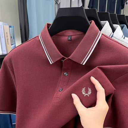 New men's short-sleeved polo shirt, 100% pure cotton, embroidered, fashionable, breathable, comfortable, and versatile.