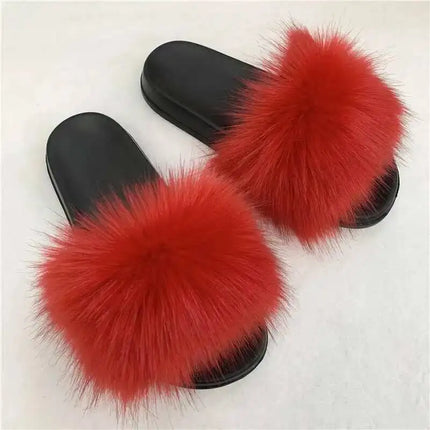 Fluffy Slippers for Women Soft Faux Fur Women's Summer Slippers Stylish Open Toe Sandals Comfy Fuzzy Indoor Outdoor Beach Shoes