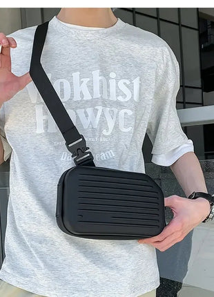 Borsa a tracolla rigida nera, leggera e portatile, per adulti, ideale per il trasporto quotidiano, lo shopping, le brevi camminate all'aperto e l'uso quotidiano.