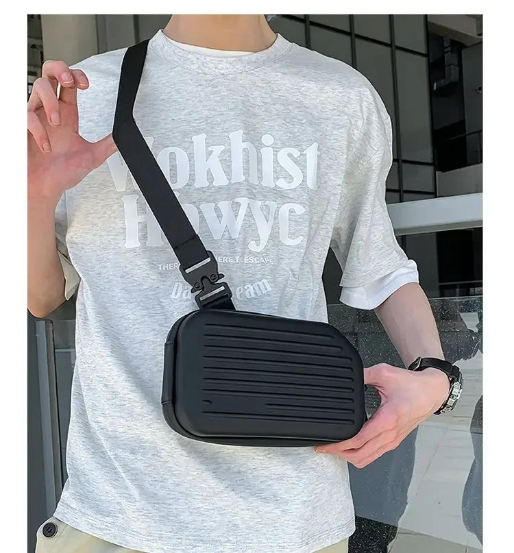 Borsa a tracolla rigida nera, leggera e portatile, per adulti, ideale per il trasporto quotidiano, lo shopping, le brevi camminate all'aperto e l'uso quotidiano.