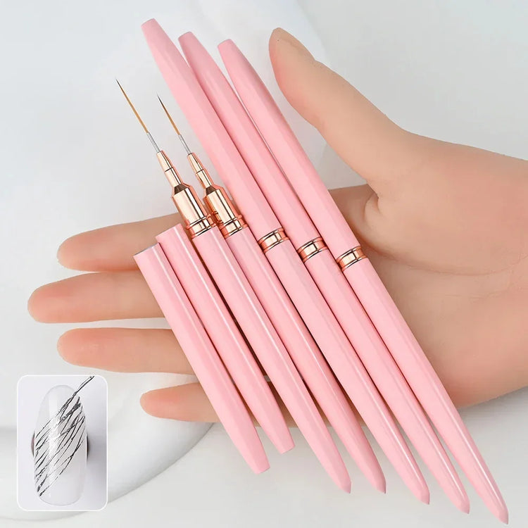 10Pcs Nail Liner Brush Set UV Gel Nail Brushes Kits Silicone Point Flower Nail Pen French Stripe Line Painting Drawing Tools