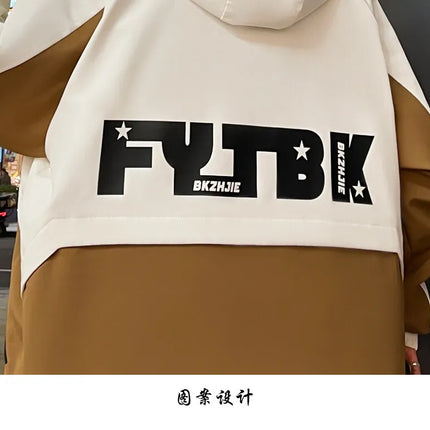 Fashion 2026 Spring Autumn Men's Hooded Casual Jacket Outdoor Windproof Loose Technical Coat Youth Streetwear Top Parka Clothing