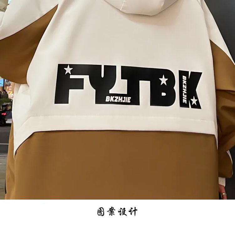 Fashion 2026 Spring Autumn Men's Hooded Casual Jacket Outdoor Windproof Loose Technical Coat Youth Streetwear Top Parka Clothing