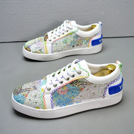 Sneaker Casual Men Designer Rivet Board Shoes Fashion Split Leather Upper Flat Platform White Shoes High Top Nightclub Shoes
