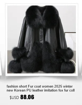 2025 new imitation fox fur coat women autumn winter fashion short Add cotton thick Warm suede overcoat Female slim Outwear T792