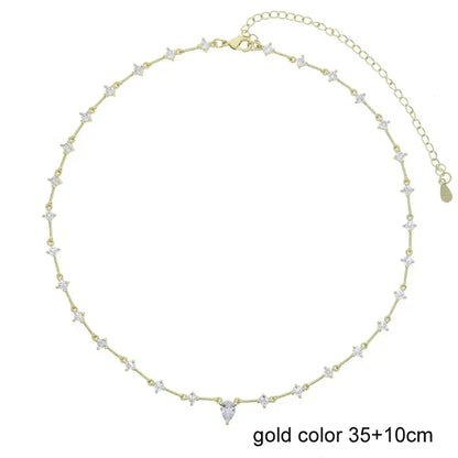 Nuovo speciale color oro Goccia d'acqua Bling Ovale CZ Collana girocollo Lariat Lunga barra a goccia a forma di Y Lunga nappa Gioielli da donna 2025