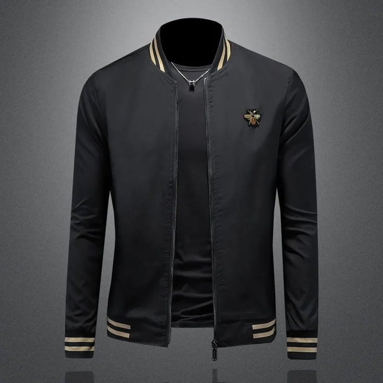 Minglu Spider Embroidery Men's Jackets High Quality Stand Collar Solid Color Sport Casual Spring Autumn Male Coats Plus Size 5XL