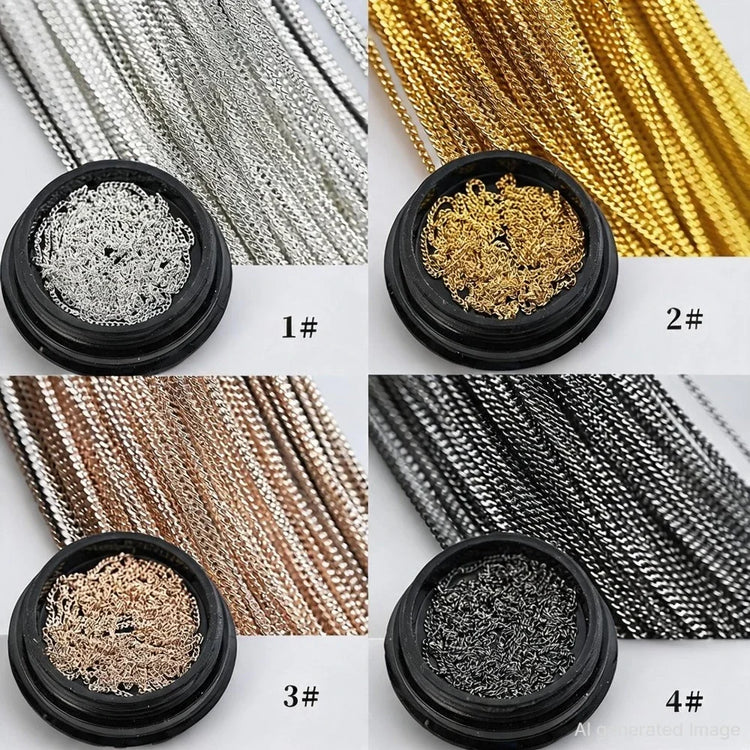 100CM Metal Chain Nail Art Rhinestone Gold/Silver Alloy Studs Nail Art Decorations Chains DIY Design Manicure Jewelry Accessory 2028