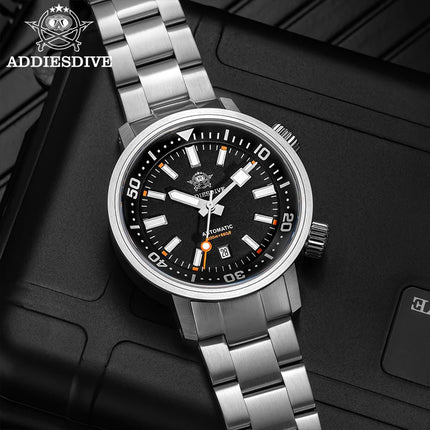 ADDIESDIVE Watch Men 42mm Sapphire 8215 Mechanical Wristwatch Transparent Back Cover 20Bar Waterproof Luminous Automatic Watch