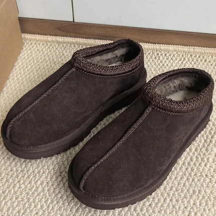 Tasman Winter Warm Wool Women's Tazz Classic Ultra Mini Slippers Thin Sole Genuine Leather And Fur Snow Boots