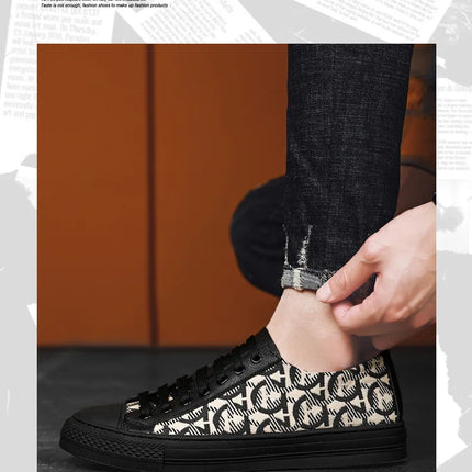 New Shoes for Men Genuine Leather Patchwork Casual Shoes Trend Flat Skateboard Shoes Youth Cool Lace-up Sneakers
