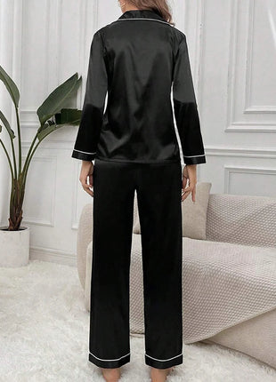 Pigiama da donna in raso di lusso Pj Set Colletto rovesciato Bottoni Top e pantaloni Indumenti da notte e pigiama per abiti estivi per la casa