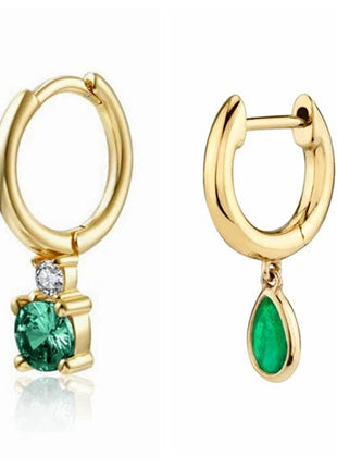 925 Sterling Silver Needle Green Zircon Gold Earrings Heart Hoop Earrings for Women Delicate Stud Earrings Luxury Jewelry Gifts PlatiNum