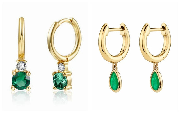 925 Sterling Silver Needle Green Zircon Gold Earrings Heart Hoop Earrings for Women Delicate Stud Earrings Luxury Jewelry Gifts PlatiNum
