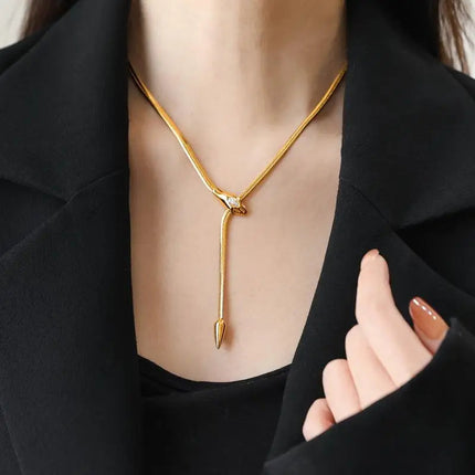 GANEMLY 316L Stainless Steel Snakehead Shining Zircon Necklace Trendy Neck Chain Choker Collar Waterproof Jewelry For Women PlatiNum
