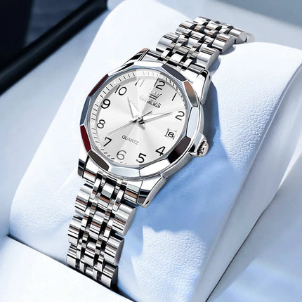 OLEVS 9931 Elegante Orologio da Donna di Lusso, Marca Originale, Movimento al Quarzo, Impermeabile, in Acciaio Inossidabile, Luminoso con Data platinumshop