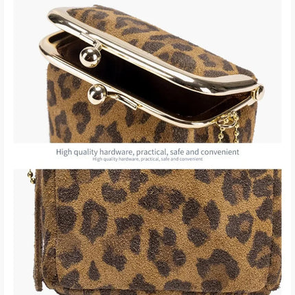 New Arrival Square Leopard Print Leather Small Purses Women's Portable Coin Money Wallets Earphone Lipstick Pouch Card Holders PlatiNum